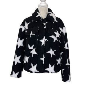 With The Girls by Avec Les Filles Sherpa Trucker Jacket Women’s Size S Stars